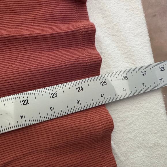 dip Rust Shirt Dress Ribbed Crew Neck Stretch Relaxed  Large Woman Causal - Picture 2 of 6